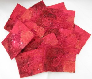Embellished Red Felt ATC's Red Felt Embellished ATC's