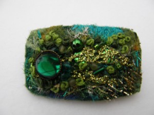 Green Embellished Brooch