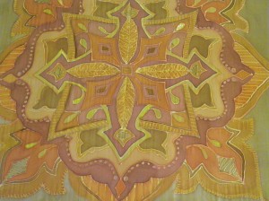 Silk painted mandalas Wall hanging detail Silk painted mandalas Wall hanging detail